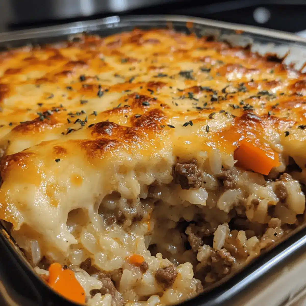 Cheesy Ground Beef and Rice Casserole