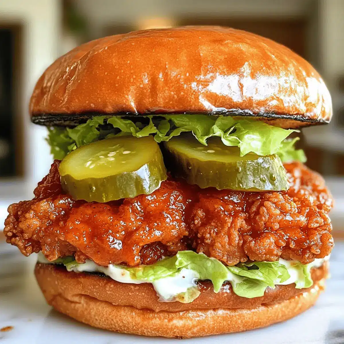 Jalapeno Honey Drenched Crispy Fried Chicken Sandwich
