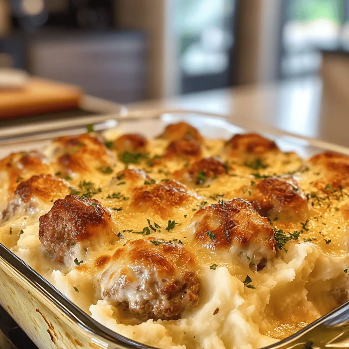 Meatball & Mashed Potato Bake