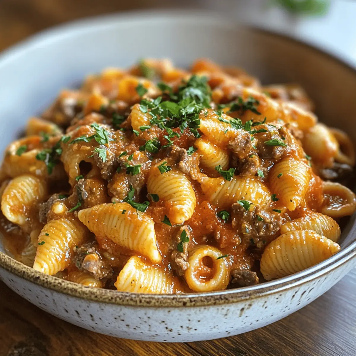 One Pot Creamy Beef Pasta
