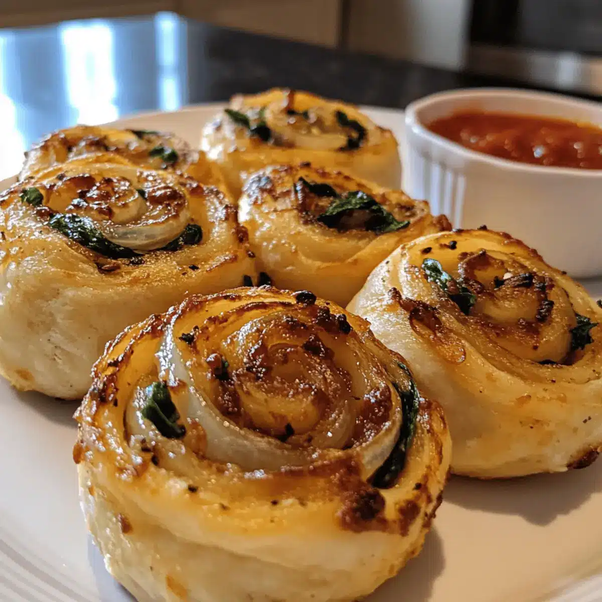 Vegan Caramelized Onion & Spinach Pizza Rolls