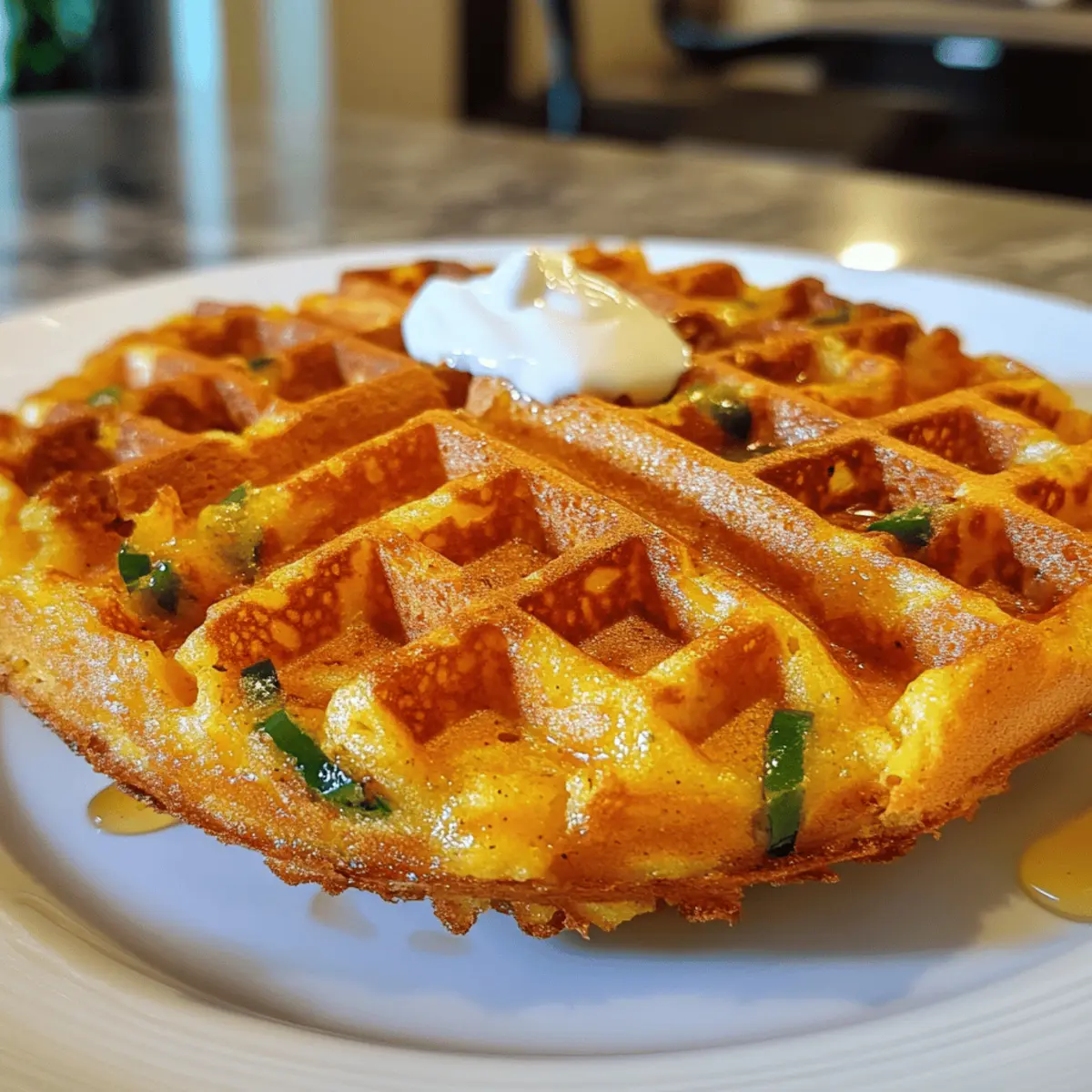 Cheddar Jalapeño Cornbread Waffles