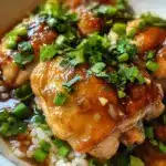 Caramelised Soy Chicken in Garlic Ginger Broth with Rice
