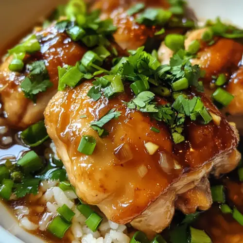 Caramelised Soy Chicken in Garlic Ginger Broth with Rice