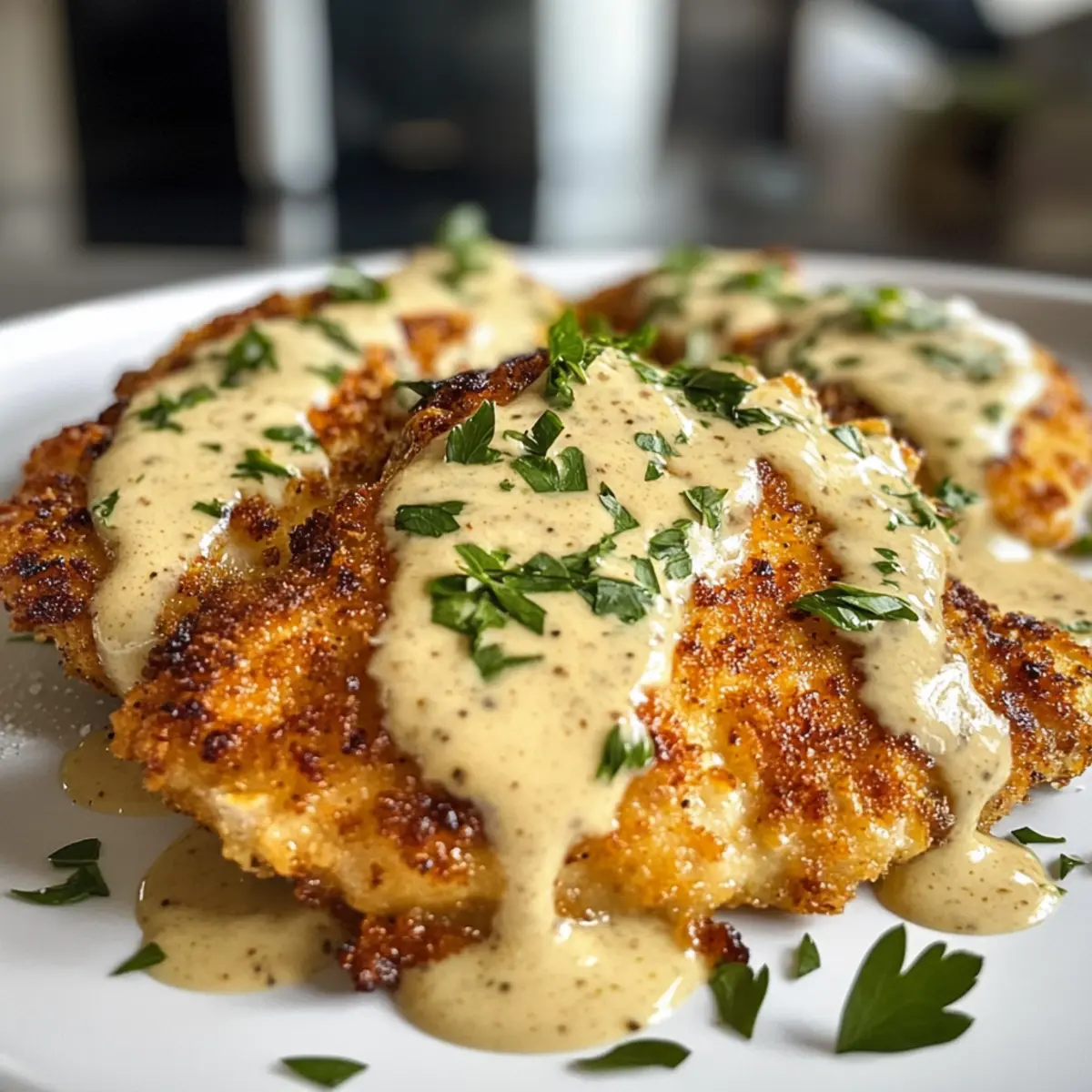 Parmesan Chicken with Garlic Cream Sauce