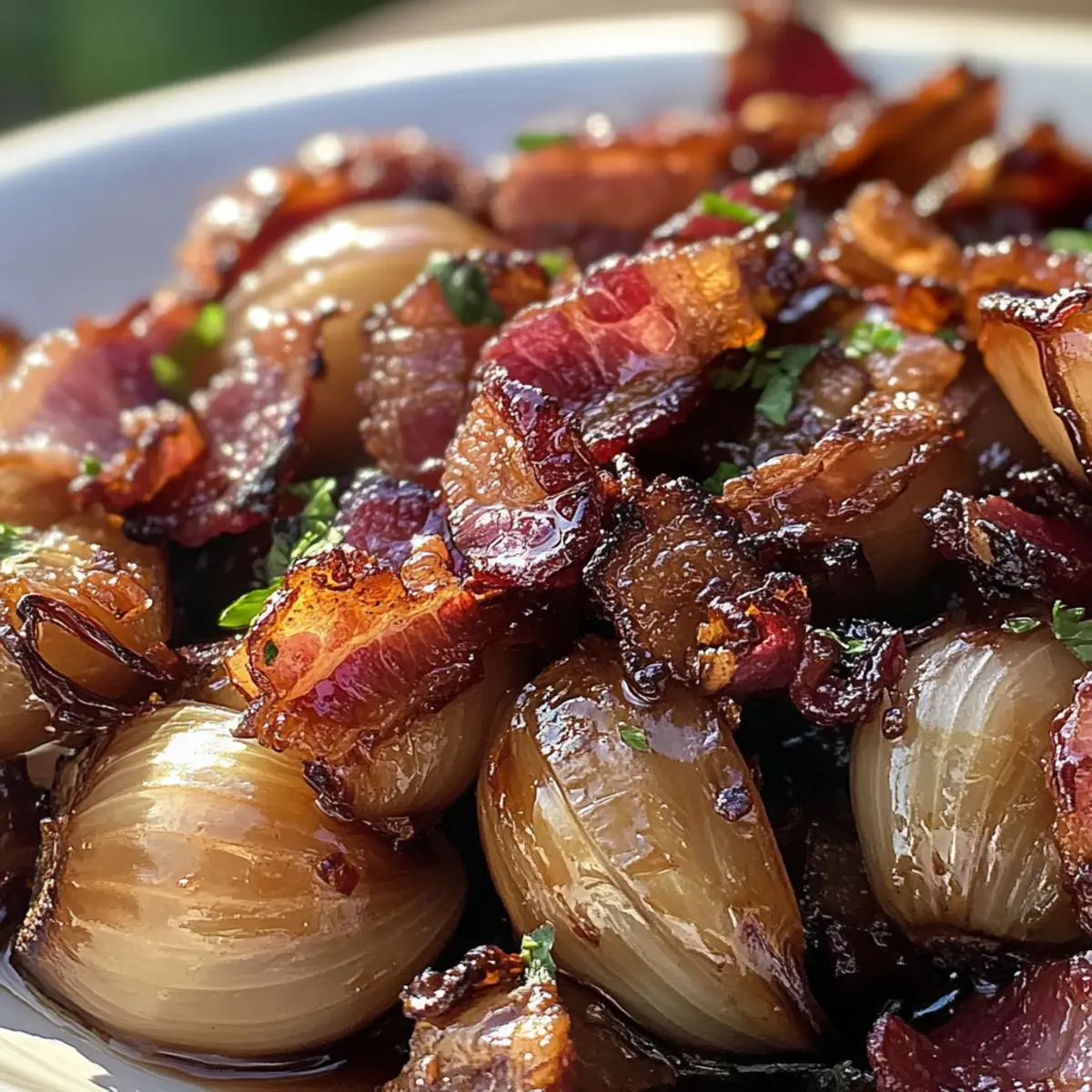 Honey-Glazed Shallots with Crispy Bacon