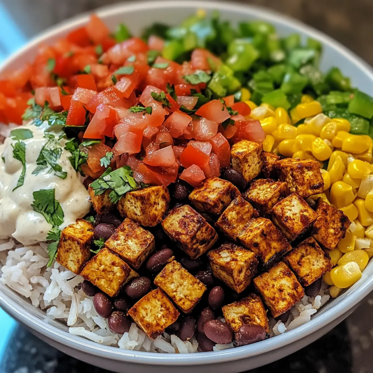 Baked Tofu Burrito Bowl