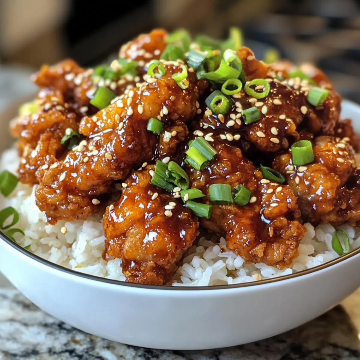 Sticky Korean Fried Chicken and Rice Bowls