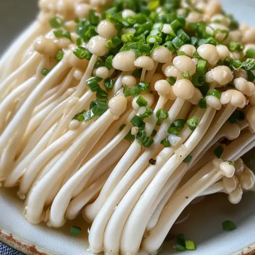 Enoki Mushrooms with Garlic & Scallion Sauce