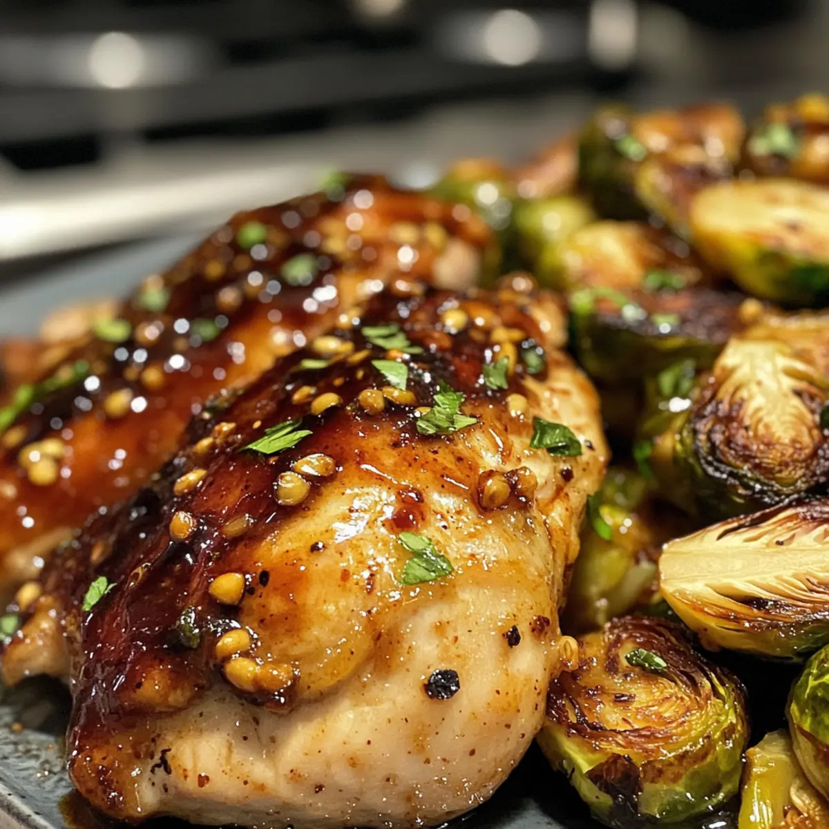Air Fryer Sweet Chili Chicken and Brussels Sprouts