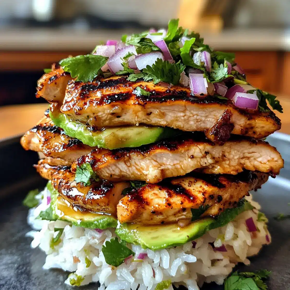 Honey Lime Chicken & Avocado Rice Stack