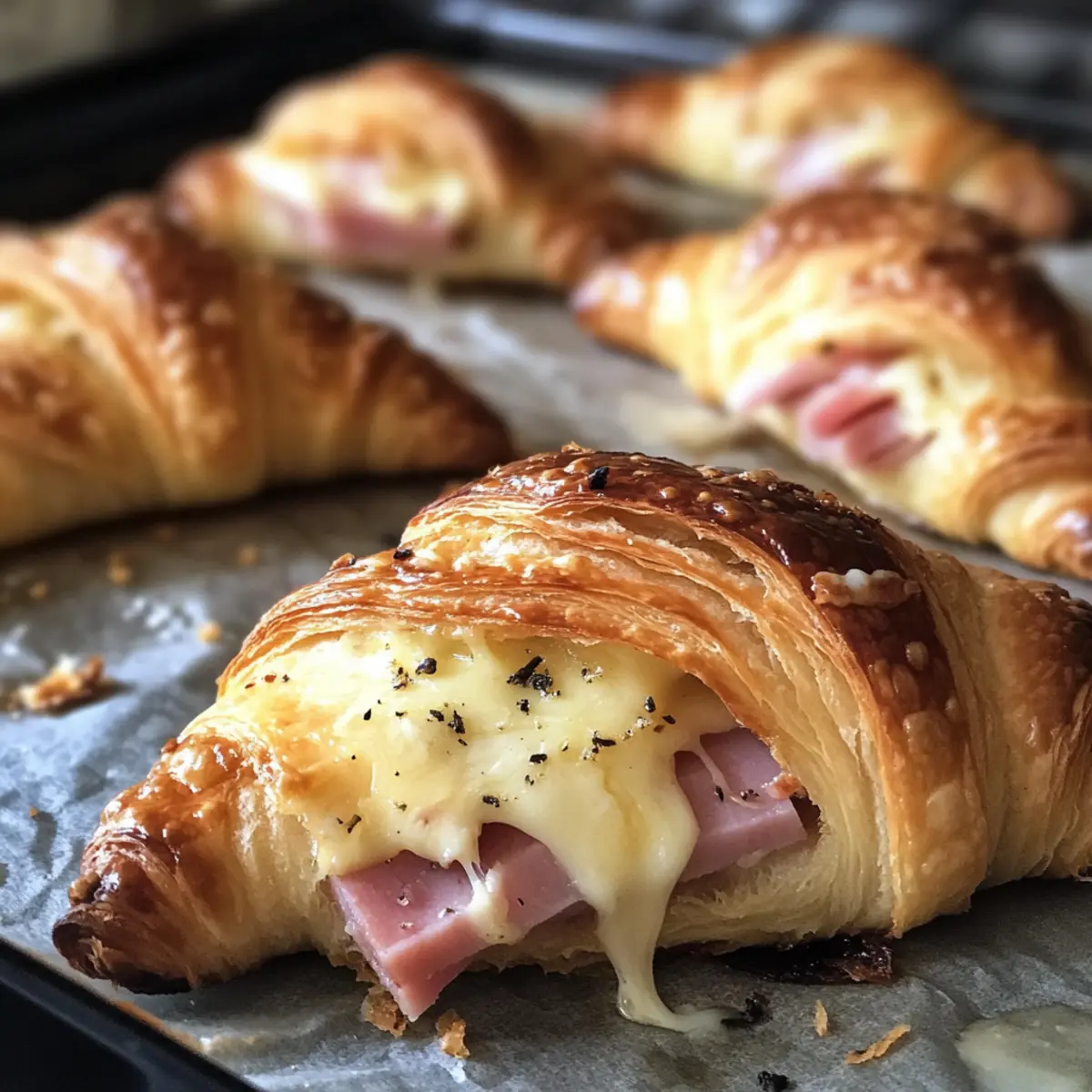 Baked Ham and Cheese Croissants