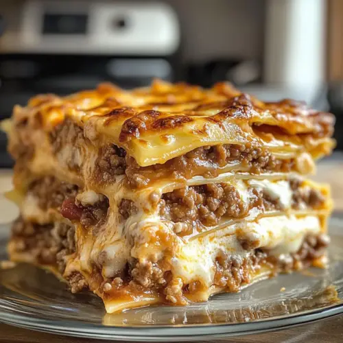 Parmesan Garlic Bacon Cheeseburger Lasagna
