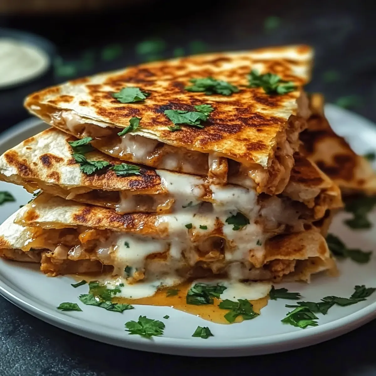 Cheesy Hot Honey Chicken Quesadillas