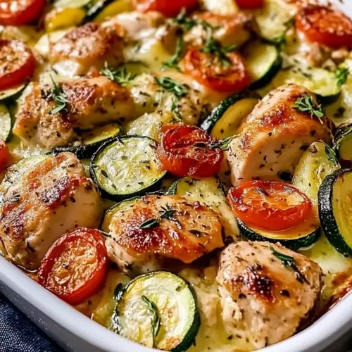 Mediterranean Chicken Zucchini Bake