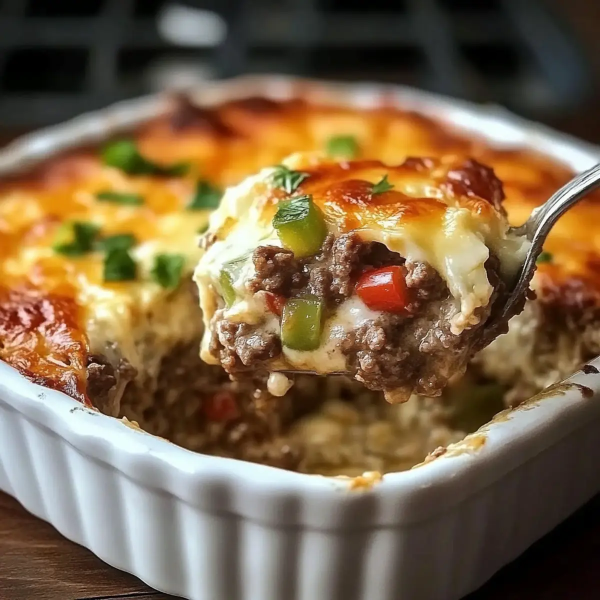 Low Carb Philly Cheesesteak Casserole
