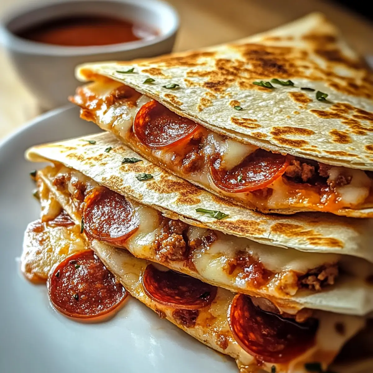 Beef Pepperoni Pizza Quesadillas