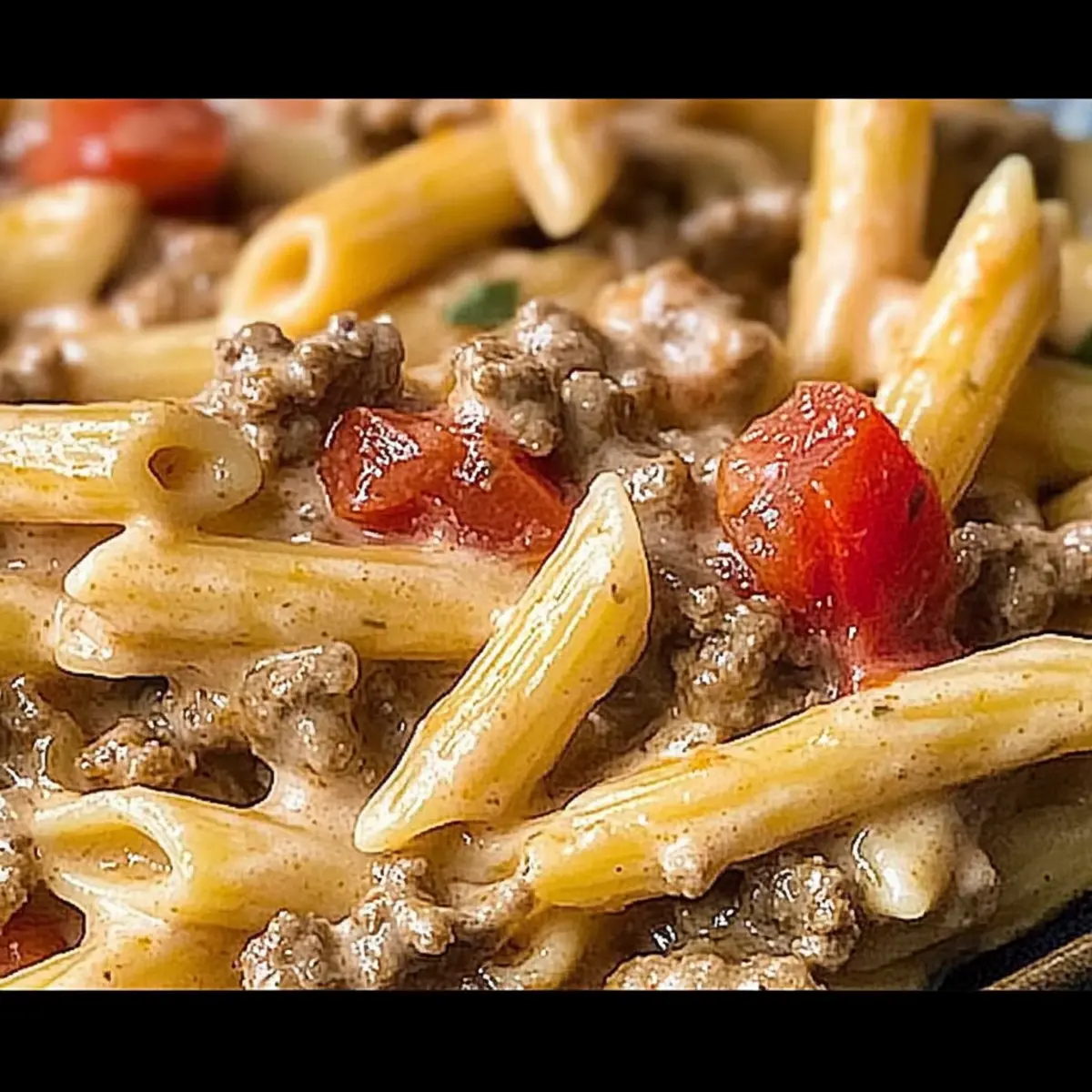 Creamy Rotel Pasta with Ground Beef