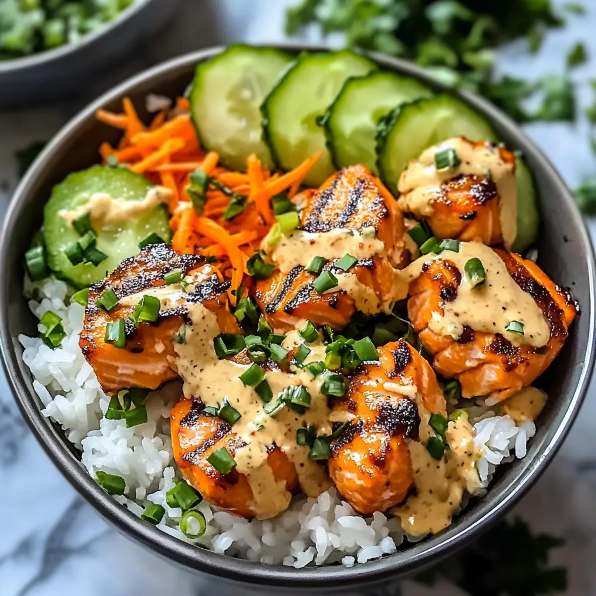 Flavorful Bang Bang Salmon Bowls
