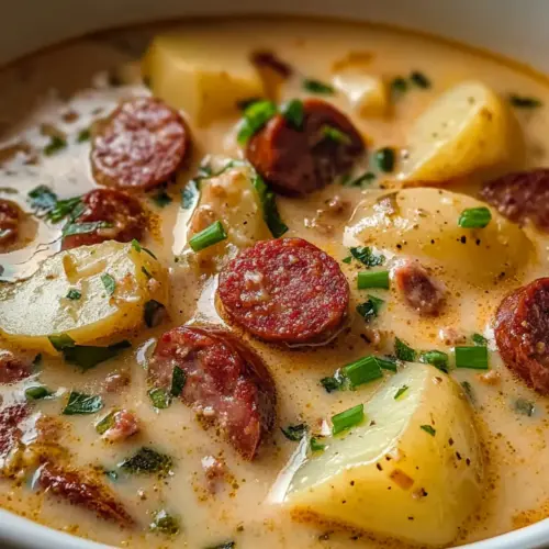 Creamy Cajun Potato Soup with Andouille Sausage