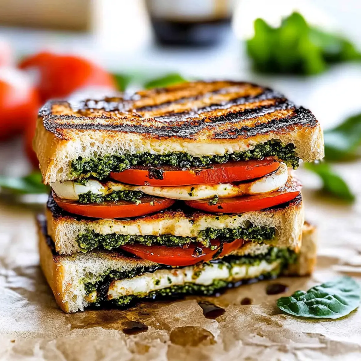 Italian Caprese Sandwich With Basil Pesto