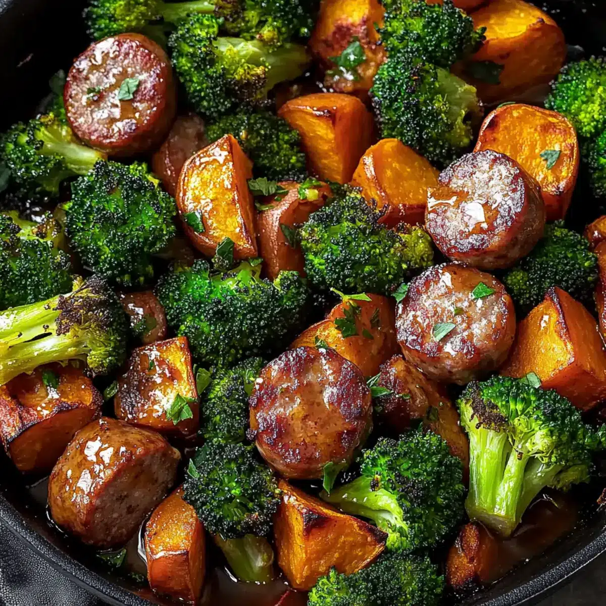 Honey Garlic Sausage and Sweet Potato Sheet Pan