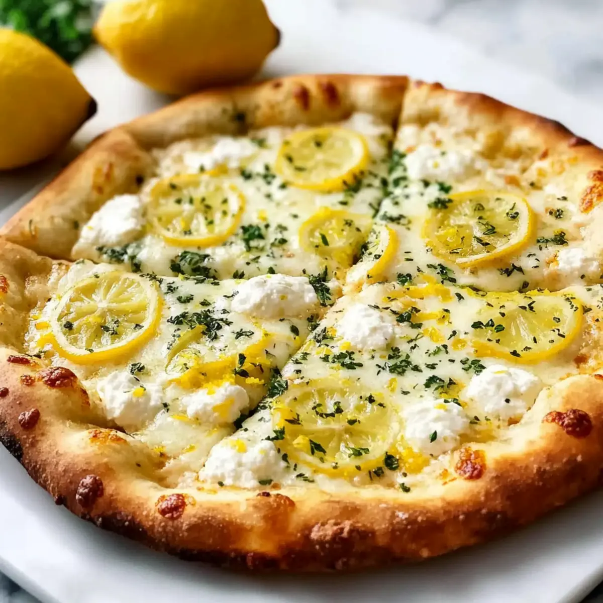 Lemon Pizza with Ricotta, Mozzarella