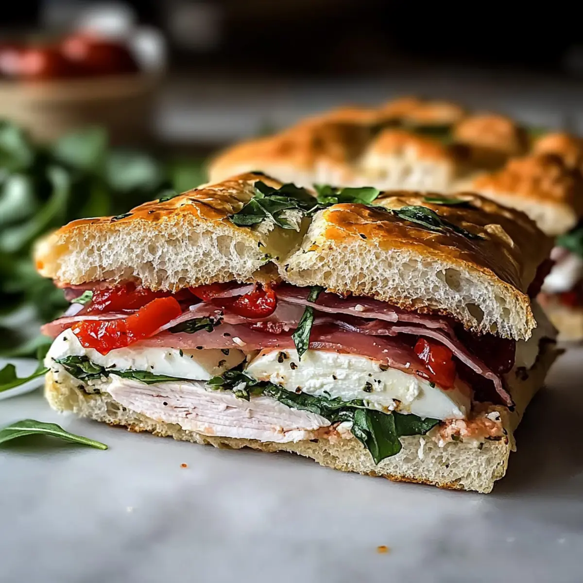 Italian Turkey Focaccia Sandwiches