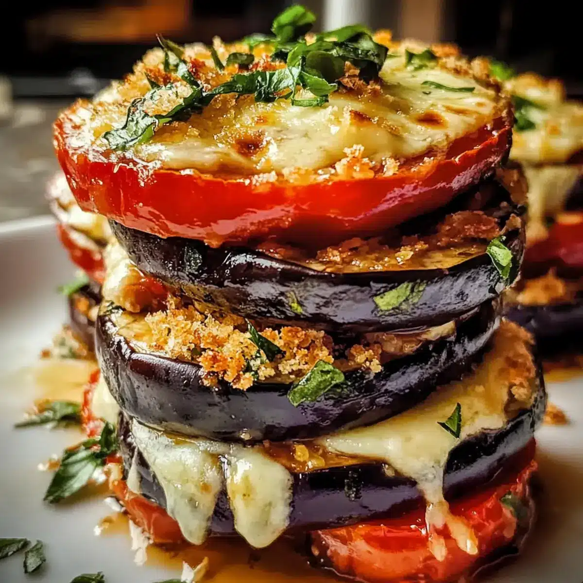 Baked Eggplant and Tomato Stacks