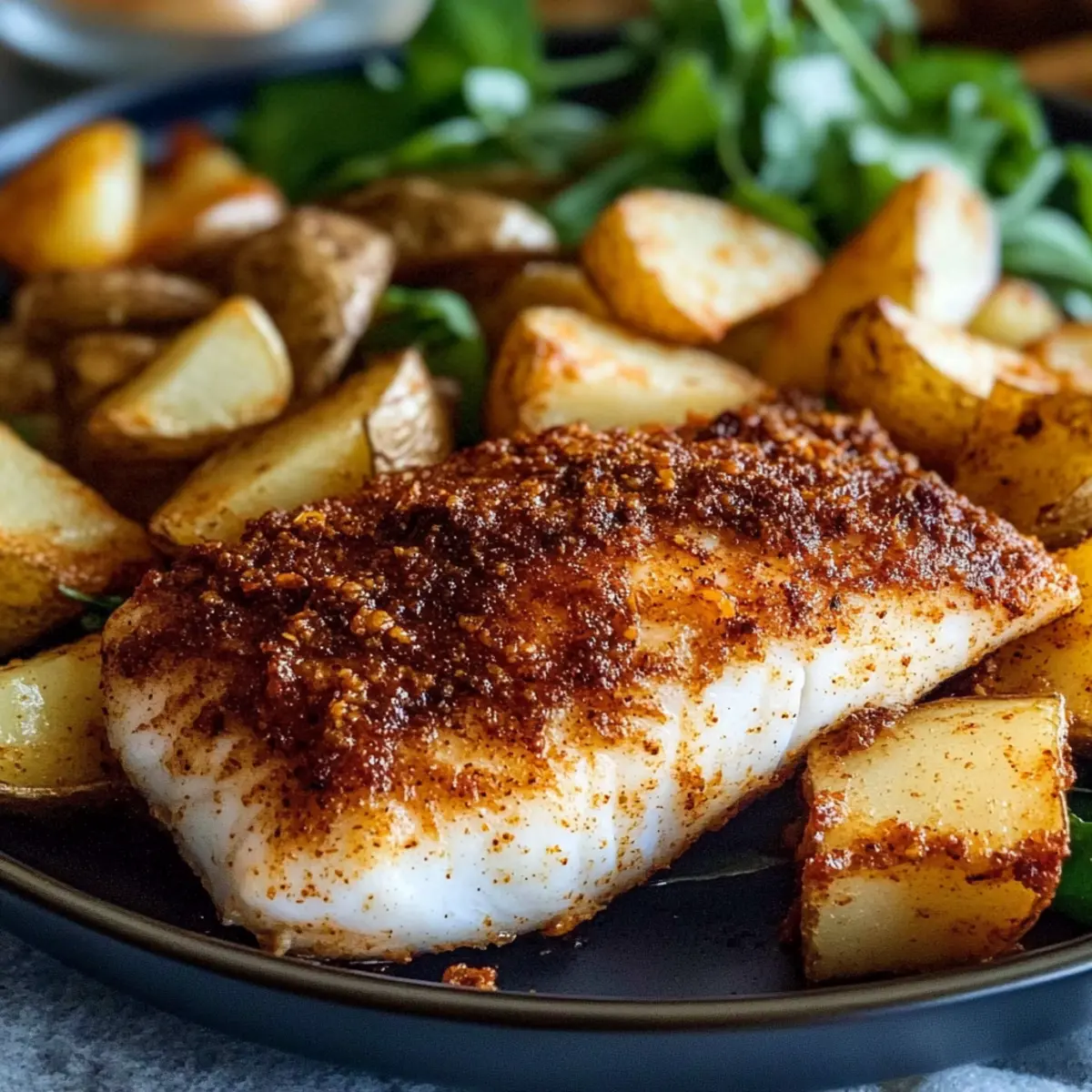 Cajun Cod with Smoky Potato Wedges