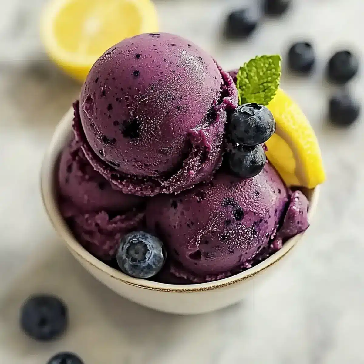 No Churn Blueberry Lemon Sorbet