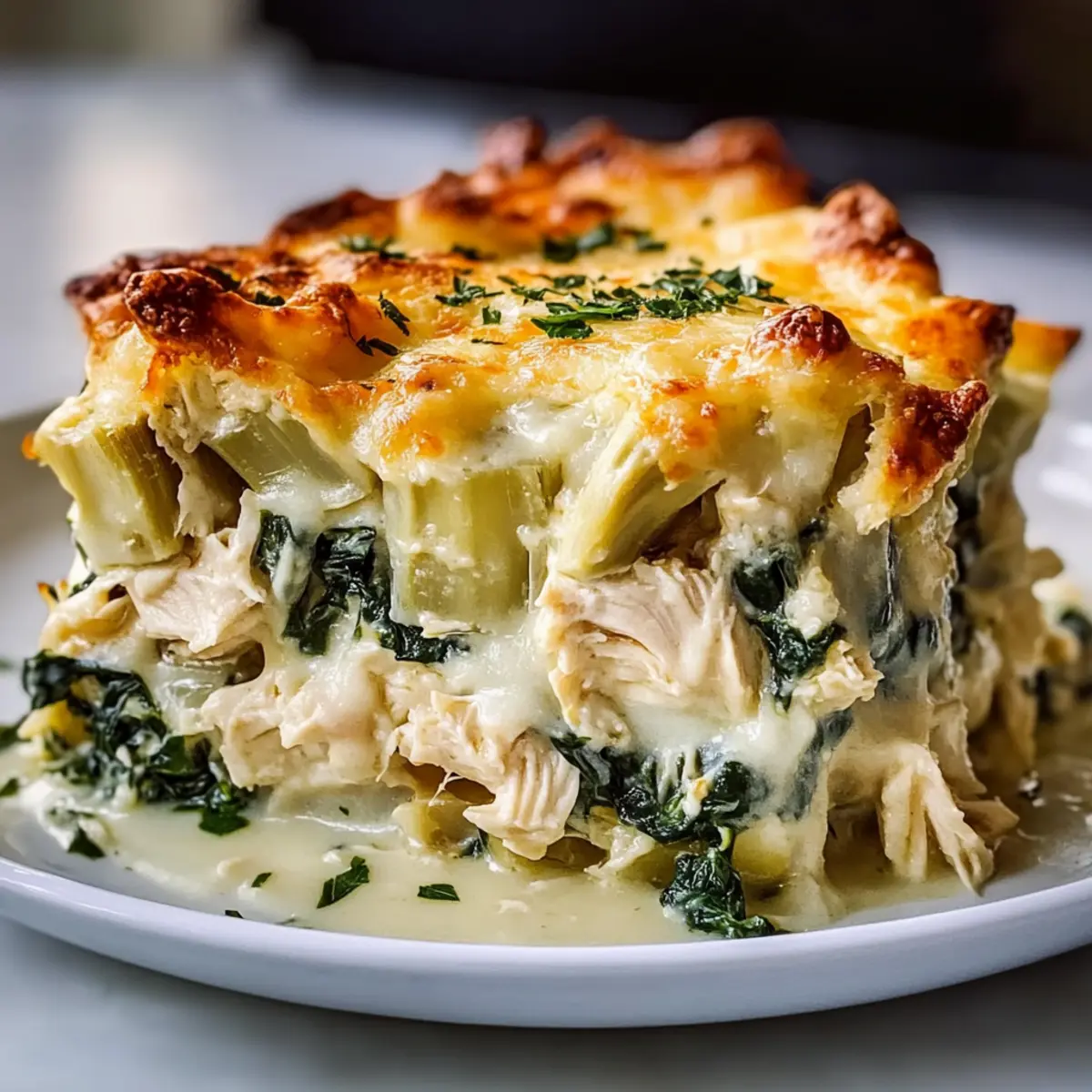 High Protein Spinach And Artichoke Chicken Casserole