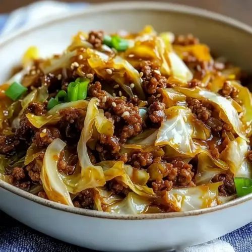 Low Carb Mongolian Ground Beef Cabbage
