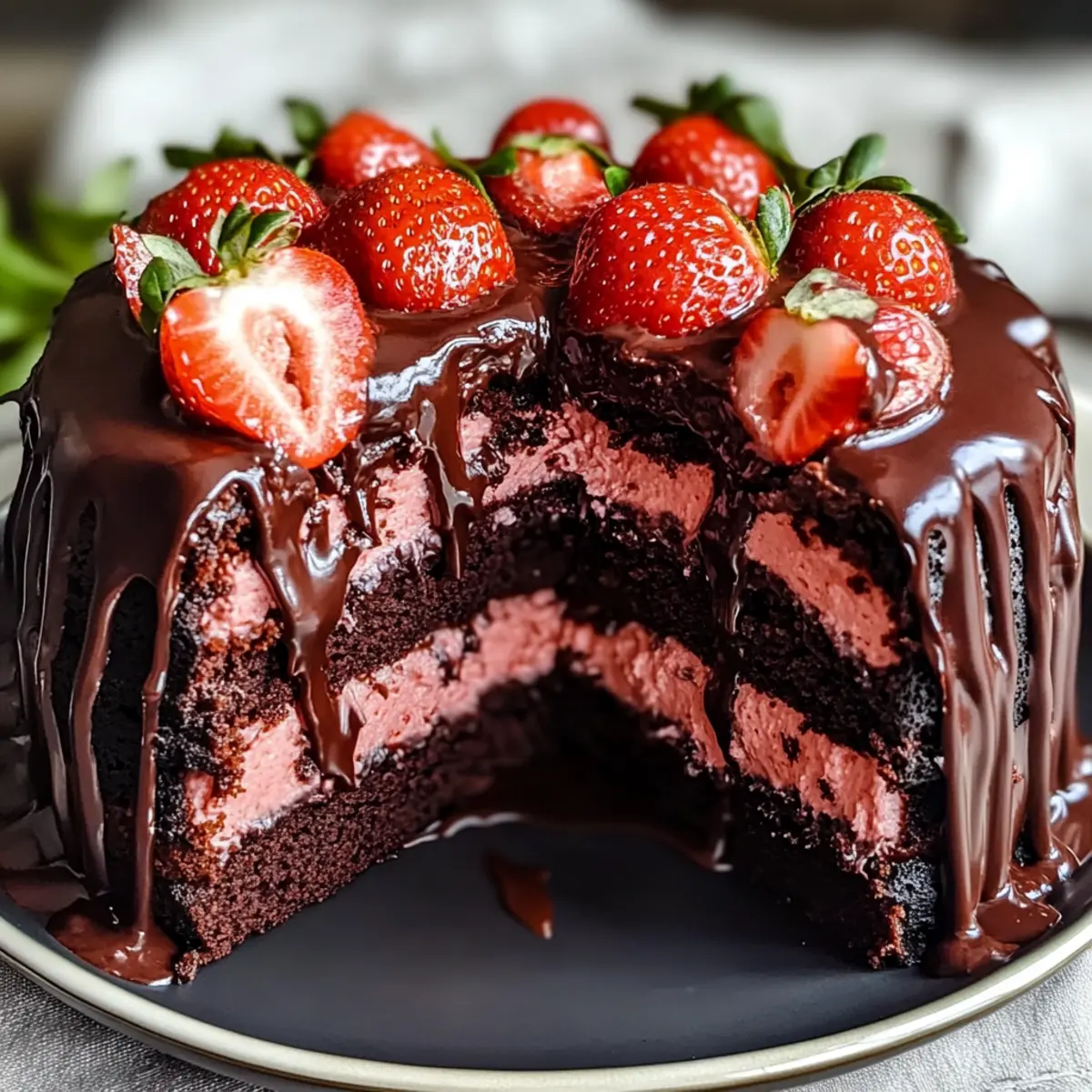 Strawberry Chocolate Shell Cake