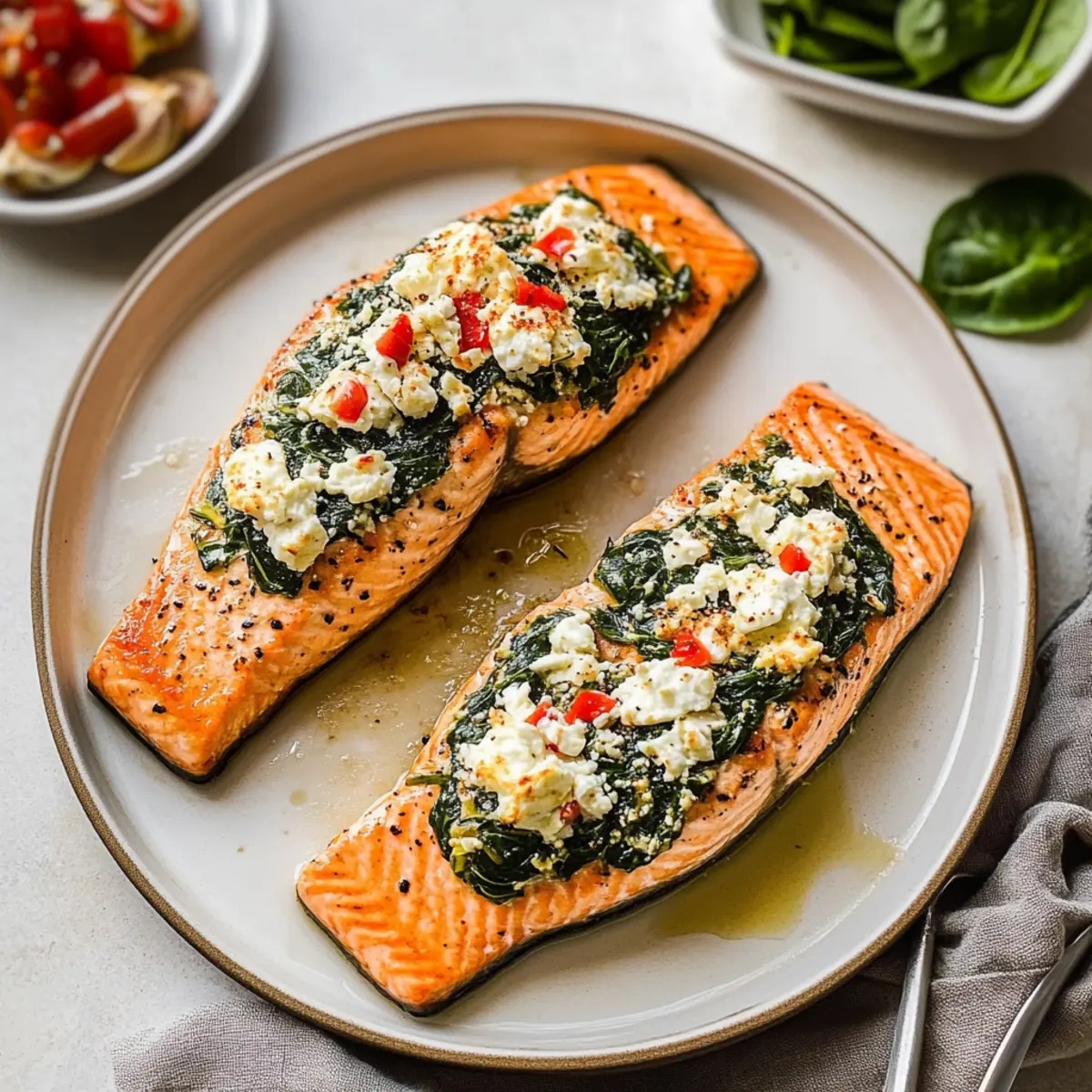 Stuffed Salmon With Spinach & Feta