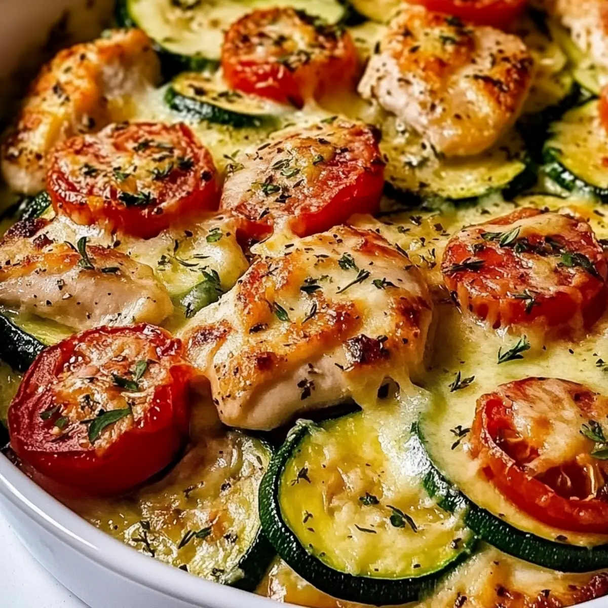 Mediterranean Chicken Zucchini Bake