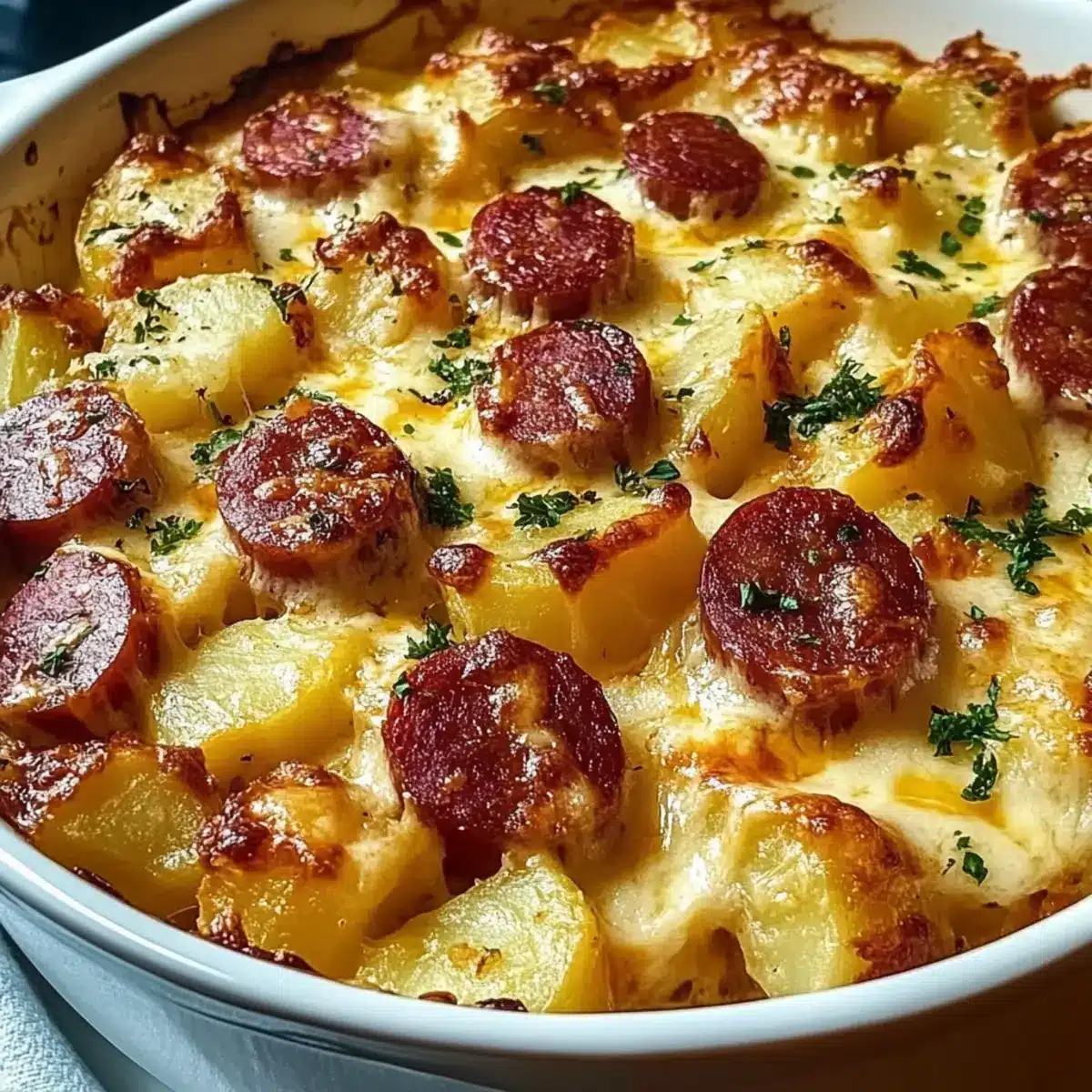 Hearty Kielbasa and Cheesy Potato Casserole