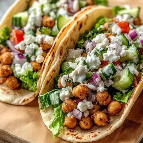 Mediterranean Chickpea Pita Tacos