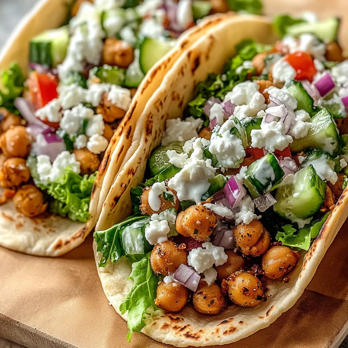 Mediterranean Chickpea Pita Tacos