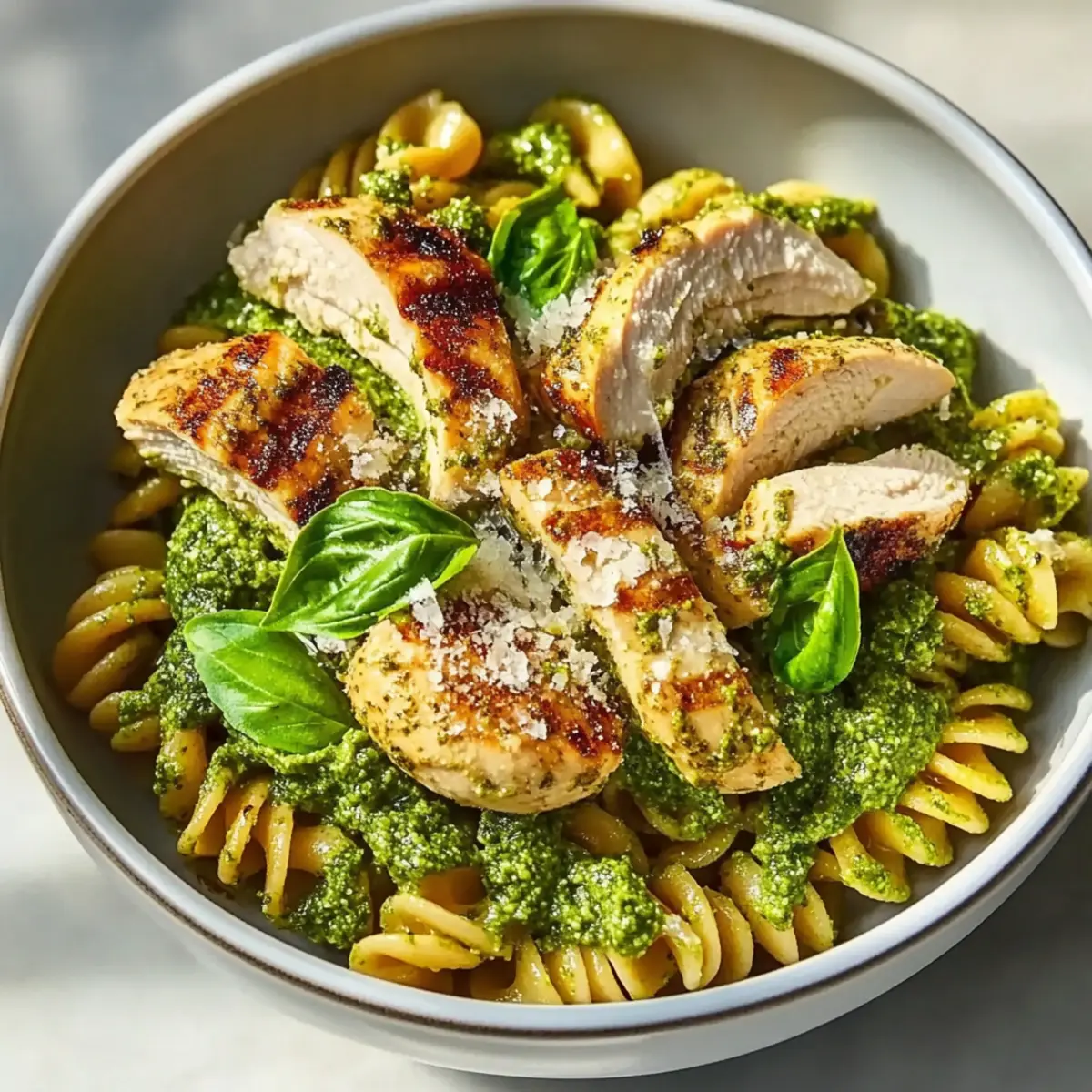 Light Pesto Pasta with Chicken