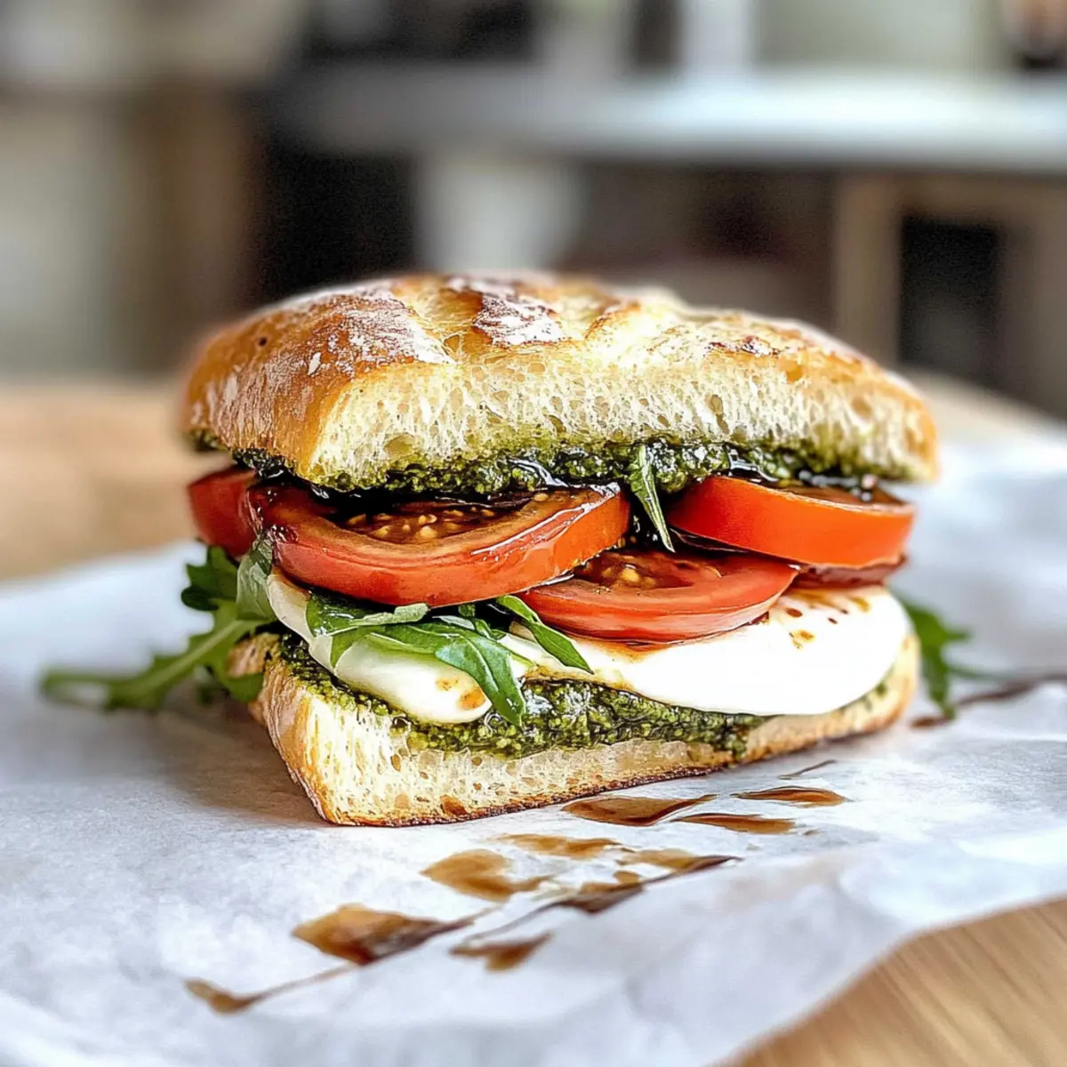 pesto caprese sandwich
