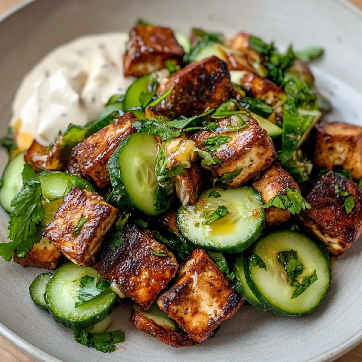Lemon Glazed Cucumber Tofu Salad