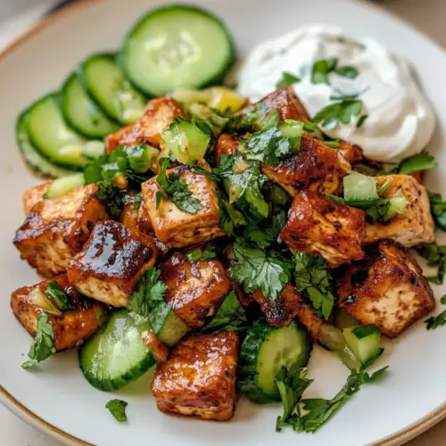 Lemon Glazed Cucumber Tofu Salad