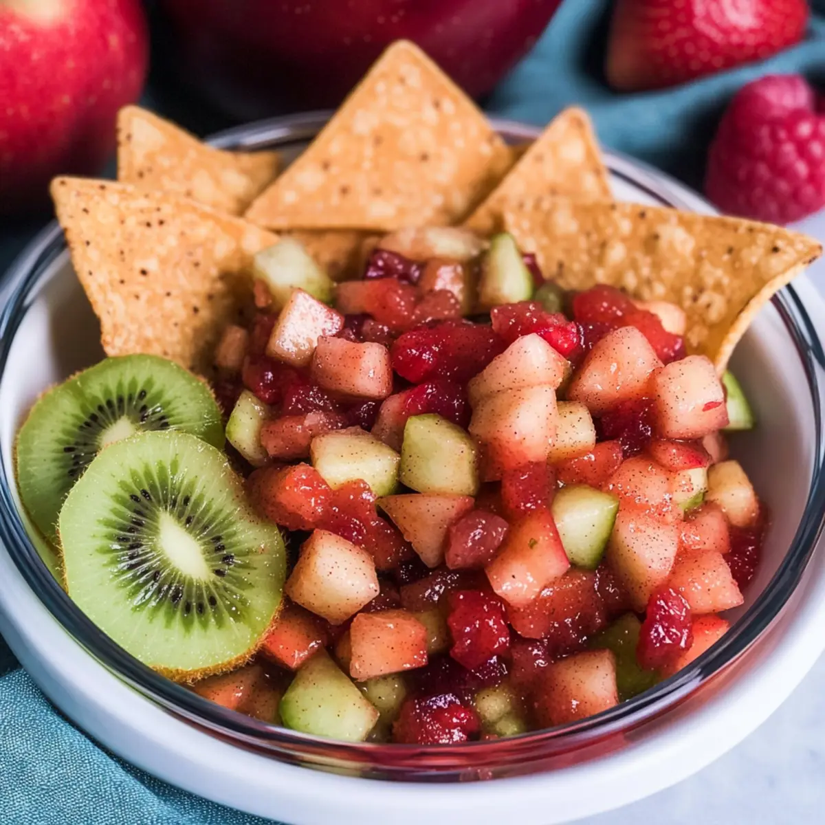 Fruit Salsa with Cinnamon Sugar Tortilla Chips