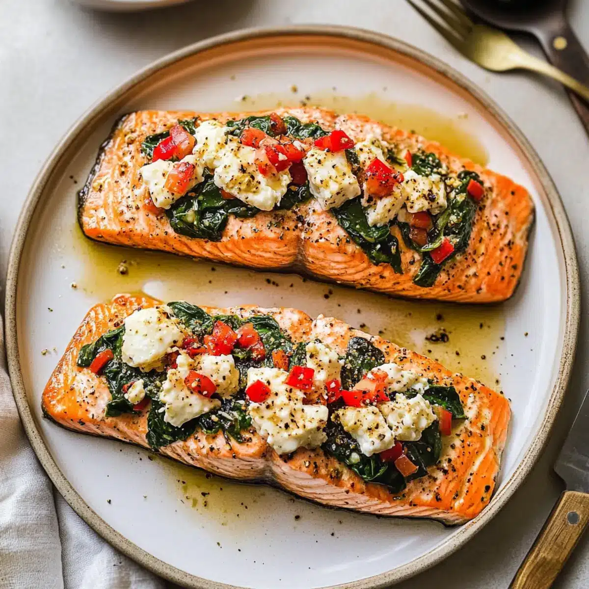 Stuffed Salmon With Spinach & Feta