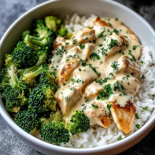 Creamy Garlic Chicken Rice Bowls
