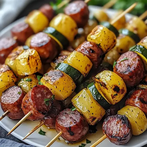 Cowboy Butter Kielbasa and Potato Skewers
