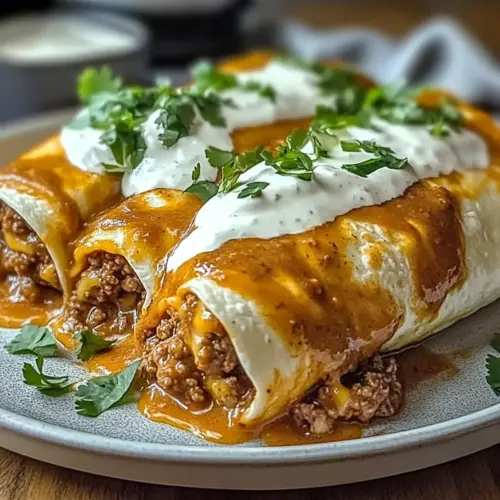 Smothered Ground Beef Burritos