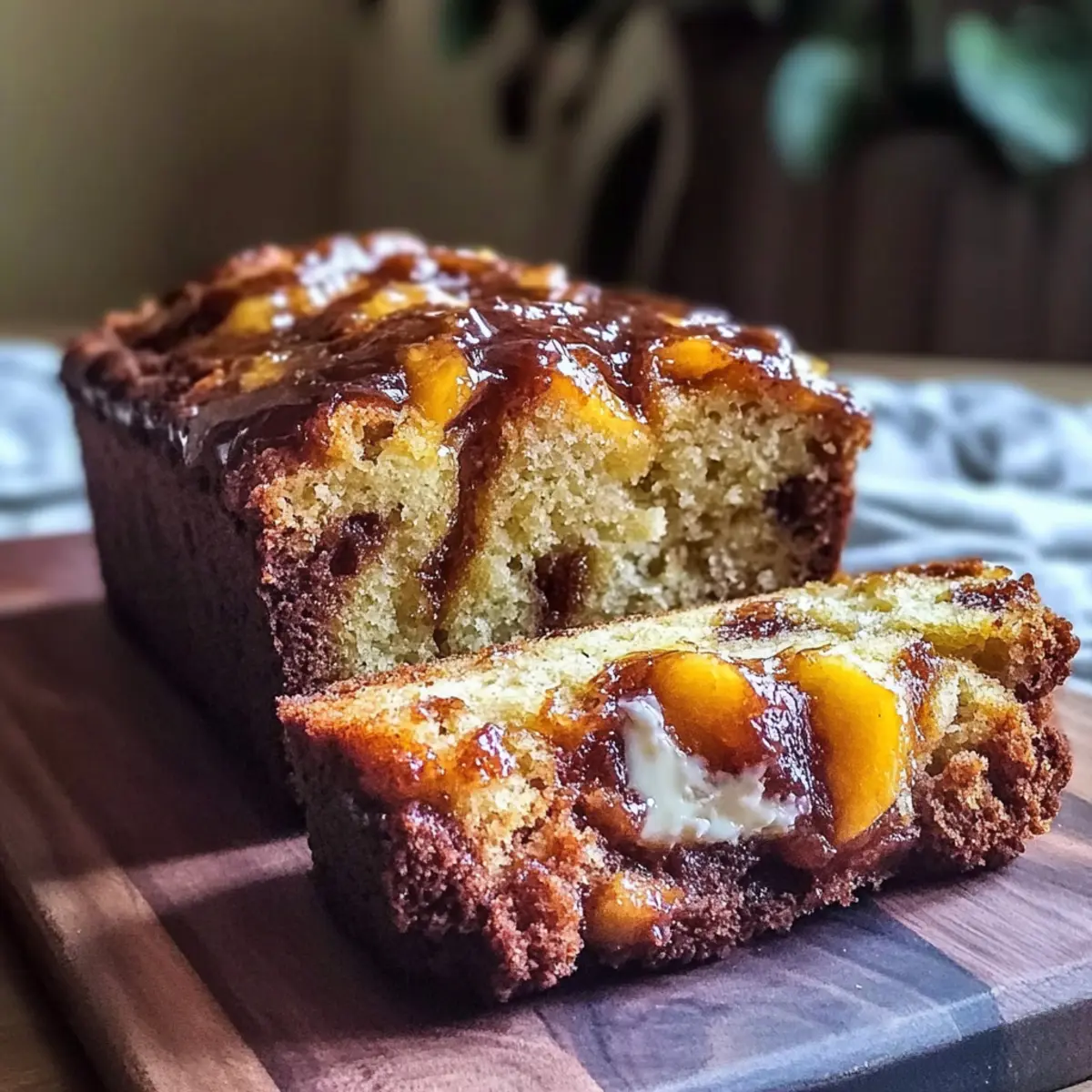 Tender Glazed Brown Sugar Peach Bread