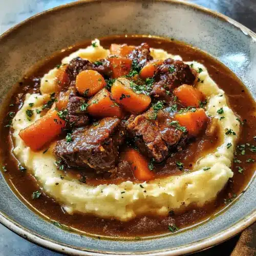 Irish Ale Beef Stew with Garlic Mashed Potatoes